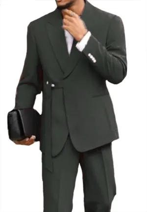 2 PCS Men's Suit Casual Slim Fit Suit Tuxedo Blazer Pants Suits w/Belt for Work Wedding Party