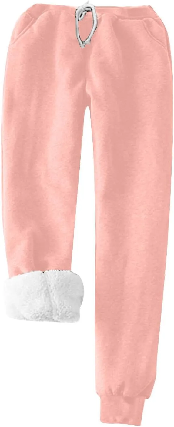 2 Piece Lounge Set Women Funny Letter Print Fleece Crewneck Sweatshirt Sherpa Lined Jogger Soft Warm Sweatpant 2024