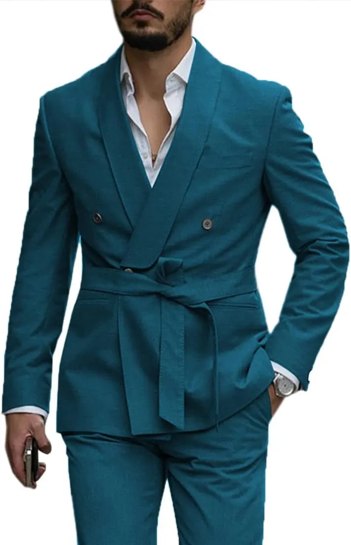 2 Pieces Men's Suits Formal Wear Handsome Slim Fit Blazer and Pants Set Wedding Party Tuxedo