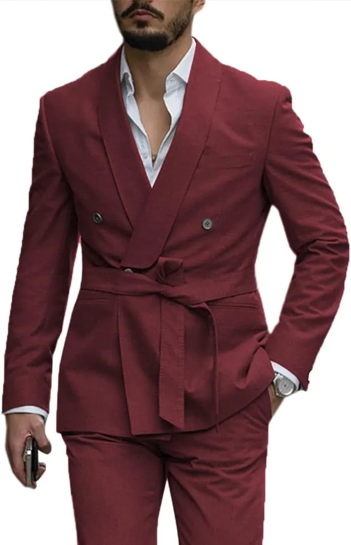 2 Pieces Men's Suits Formal Wear Handsome Slim Fit Blazer and Pants Set Wedding Party Tuxedo