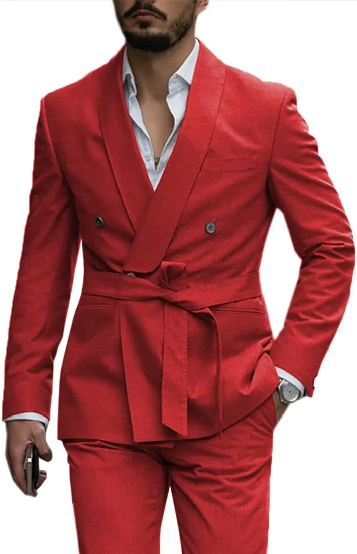 2 Pieces Men's Suits Formal Wear Handsome Slim Fit Blazer and Pants Set Wedding Party Tuxedo