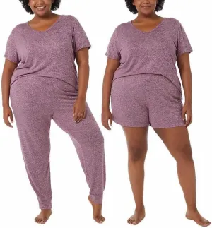 32 Degrees Lounge Sets for Women - Pajama Sets 3 Piece - Jogger, Shorts, Shirt - Womens Sleepwear (Purple, XL)
