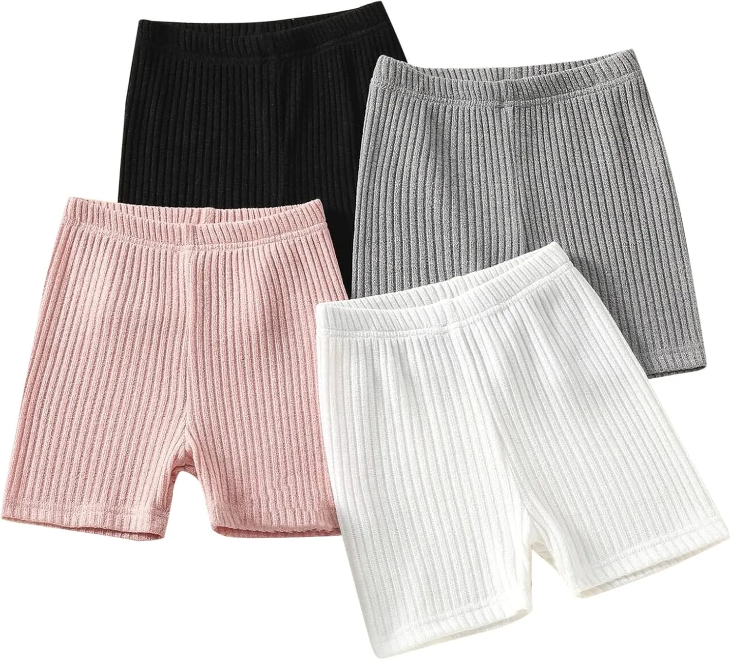 4 Pack Toddler Girls Dance Shorts Girls Bike Short Breathable Summer Soild Ribbed Shorts Baby Cartwheel Short