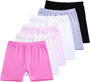 4 Pack Toddler Girls Dance Shorts Girls Bike Short Breathable Summer Soild Ribbed Shorts Baby Cartwheel Short
