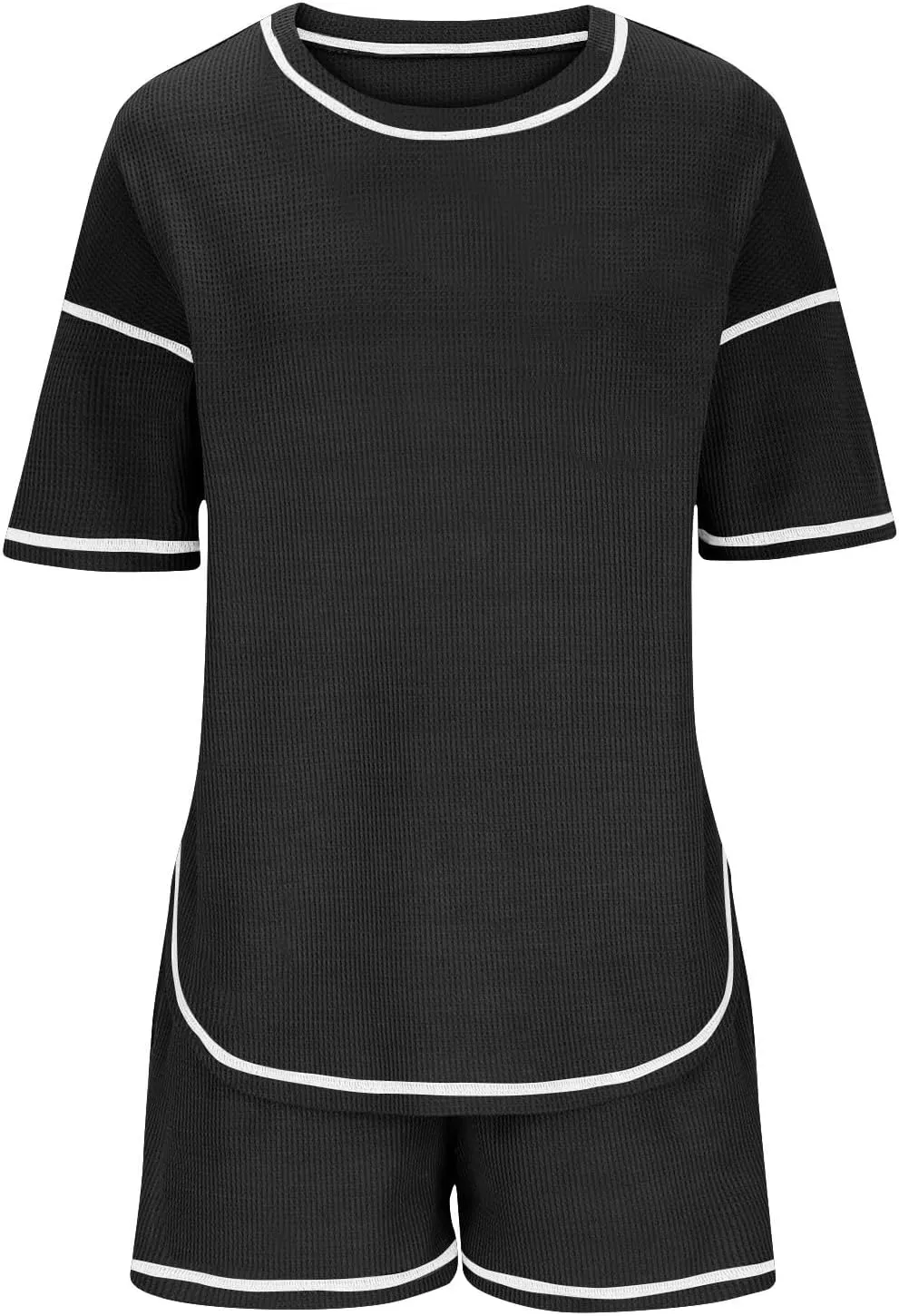 Akklian Pajamas Womens soft Knit Lounge Set Short Sleeve Top and Shorts 2 Piece Sleepwear Loungewear Outfits with Pockets