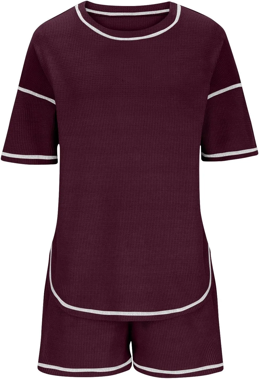 Akklian Pajamas Womens soft Knit Lounge Set Short Sleeve Top and Shorts 2 Piece Sleepwear Loungewear Outfits with Pockets