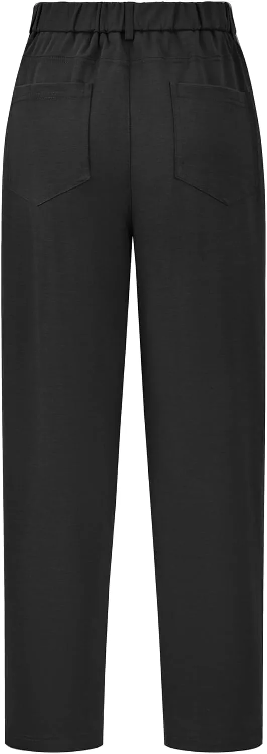 Arach&Cloz 2025 Women's Stretch Wrinkle Free Ankle Business Dress Pants Comfy High Elastic Waisted Work Trousers
