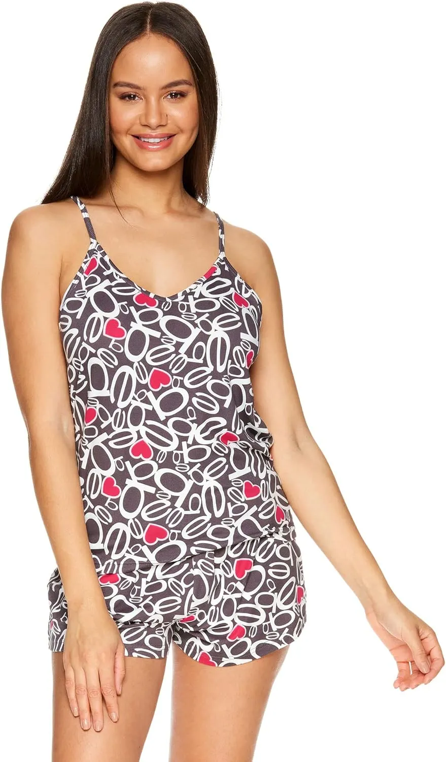 bebe Womens Pajamas 3-Piece Set, Tank Top, Pajama Shorts, and Short Robe Sleepwear Travel Set, Pajama Set Gifts for Women