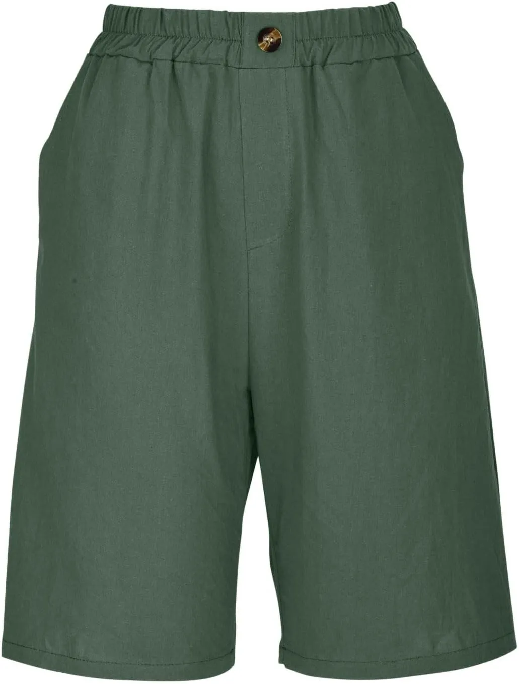 Bermuda Shorts for Womens Knee Length Cotton Linen Capris Lightweight Summer Straight Leg Beach Travel Shorts W Pocket