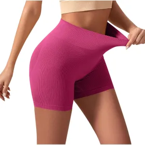 Biker Shorts Womens Clothes Tummy Control High Waisted Yoga Shorts Solid Color Ribbed Seamless Bottoms Summer Outfits