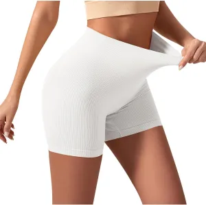 Biker Shorts Womens Clothes Tummy Control High Waisted Yoga Shorts Solid Color Ribbed Seamless Bottoms Summer Outfits