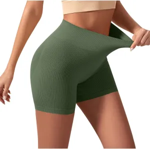 Biker Shorts Womens Clothes Tummy Control High Waisted Yoga Shorts Solid Color Ribbed Seamless Bottoms Summer Outfits