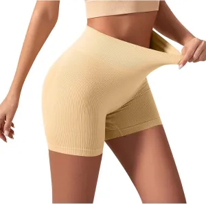 Biker Shorts Womens Clothes Tummy Control High Waisted Yoga Shorts Solid Color Ribbed Seamless Bottoms Summer Outfits