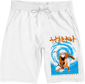 Bioworld Naruto Shippuden Naruto Uzumaki Character Men's White Lounge Shorts