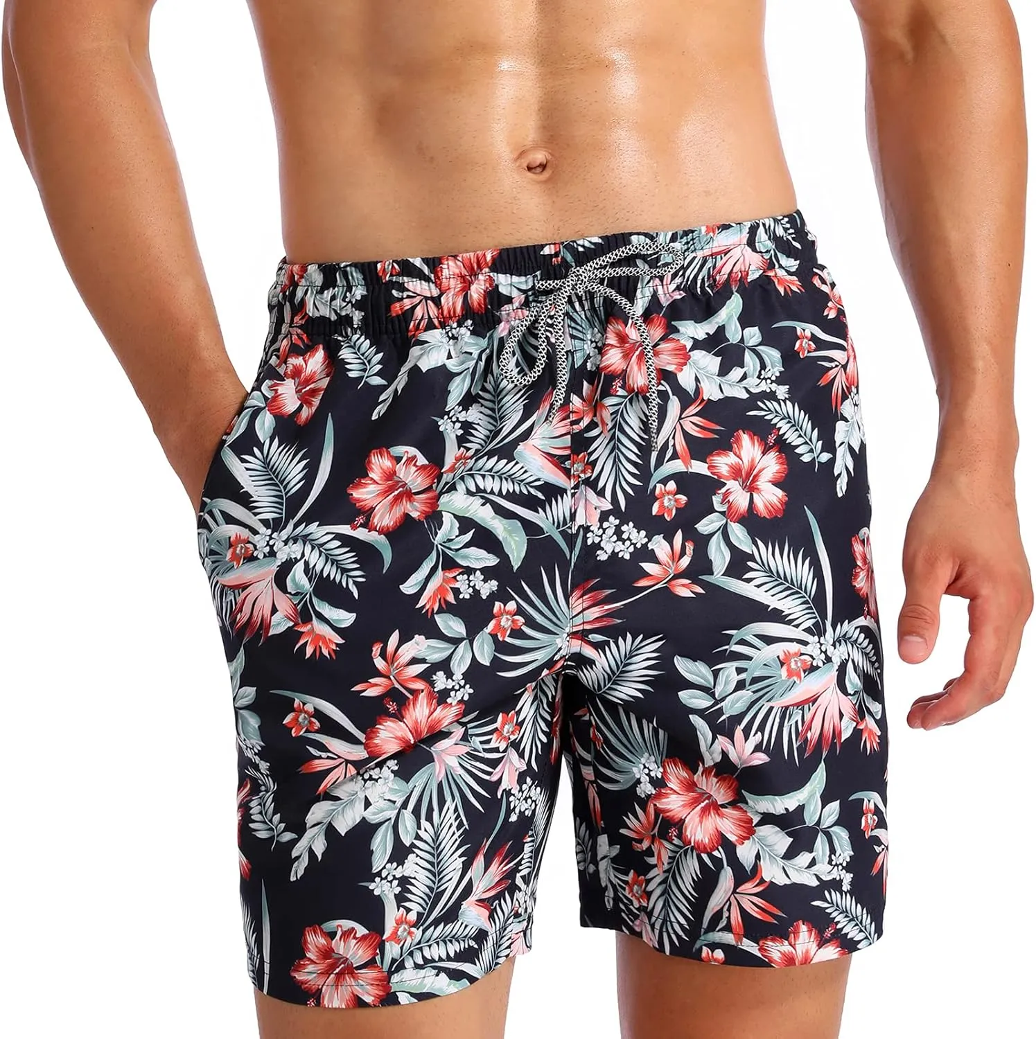 Biwisy Mens Swim Trunks Quick Dry Swim Shorts with Mesh Lining Funny Beach Shorts