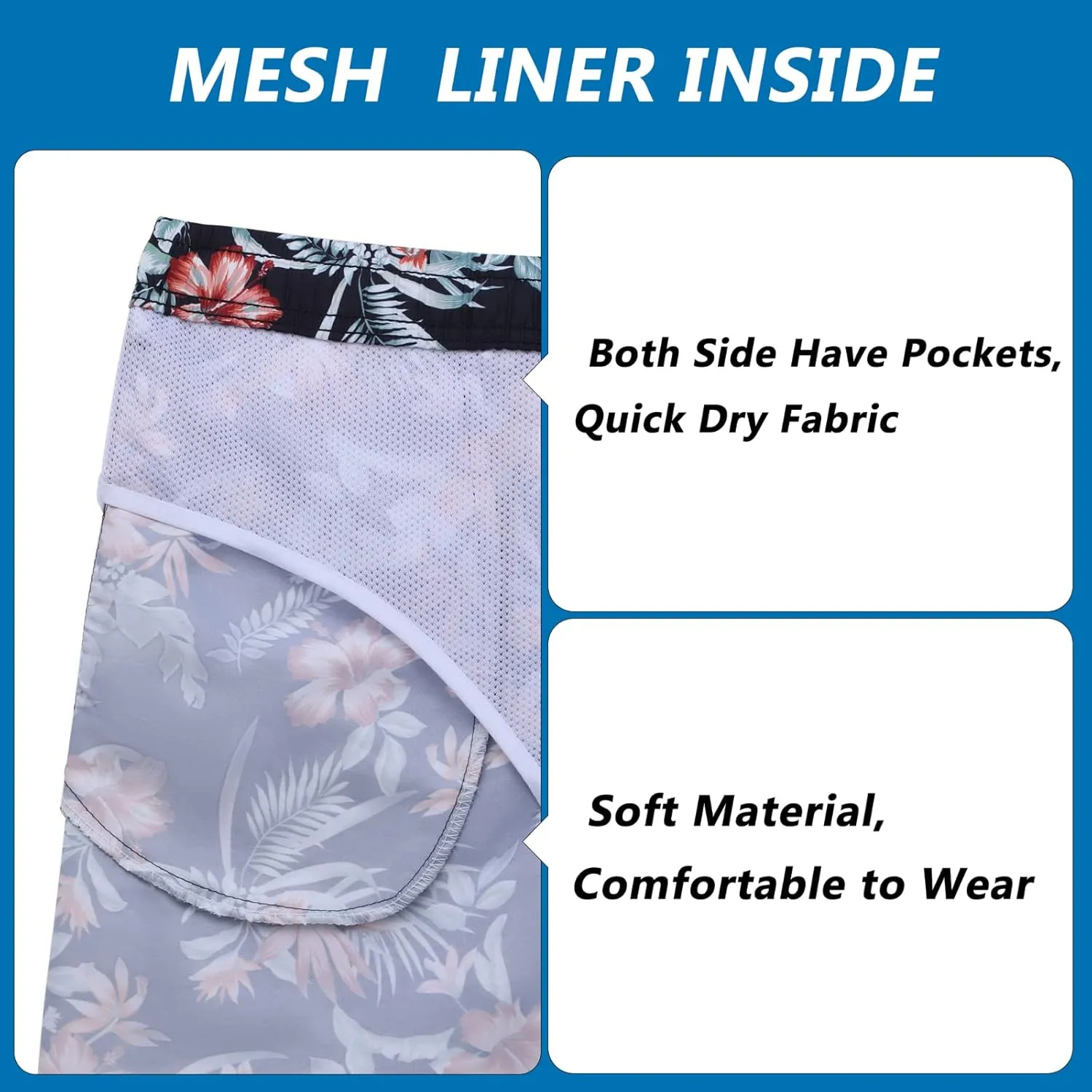 Biwisy Mens Swim Trunks Quick Dry Swim Shorts with Mesh Lining Funny Beach Shorts