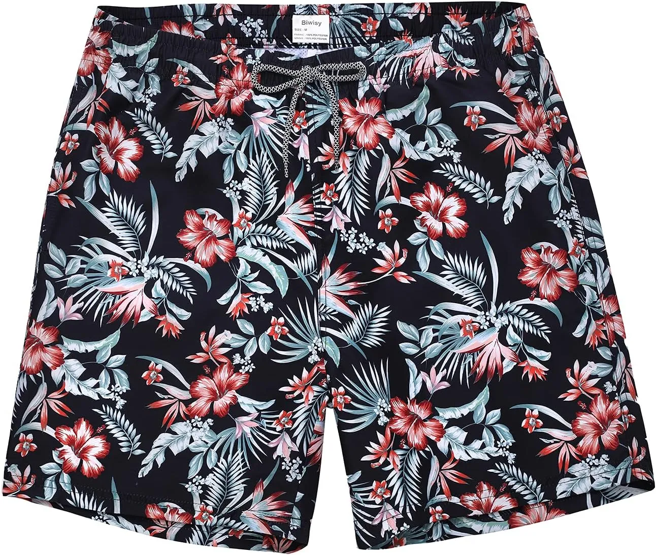Biwisy Mens Swim Trunks Quick Dry Swim Shorts with Mesh Lining Funny Beach Shorts