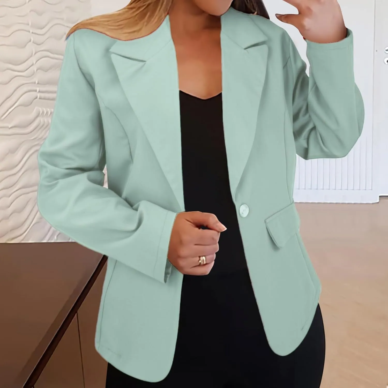 Blazers for Women 2025 Business Casual Lightweight Suit Jackets Long Sleeve Slim Fit One Button Office Blazers