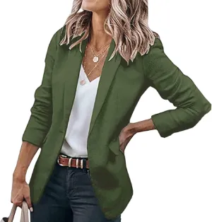 Blazers for Women Business Casual with Pockets Long Sleeve Open Front Blazer Fashion 2024 Work Office Suits Jacket
