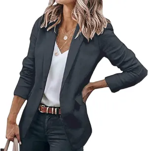 Blazers for Women Business Casual with Pockets Long Sleeve Open Front Blazer Fashion 2024 Work Office Suits Jacket