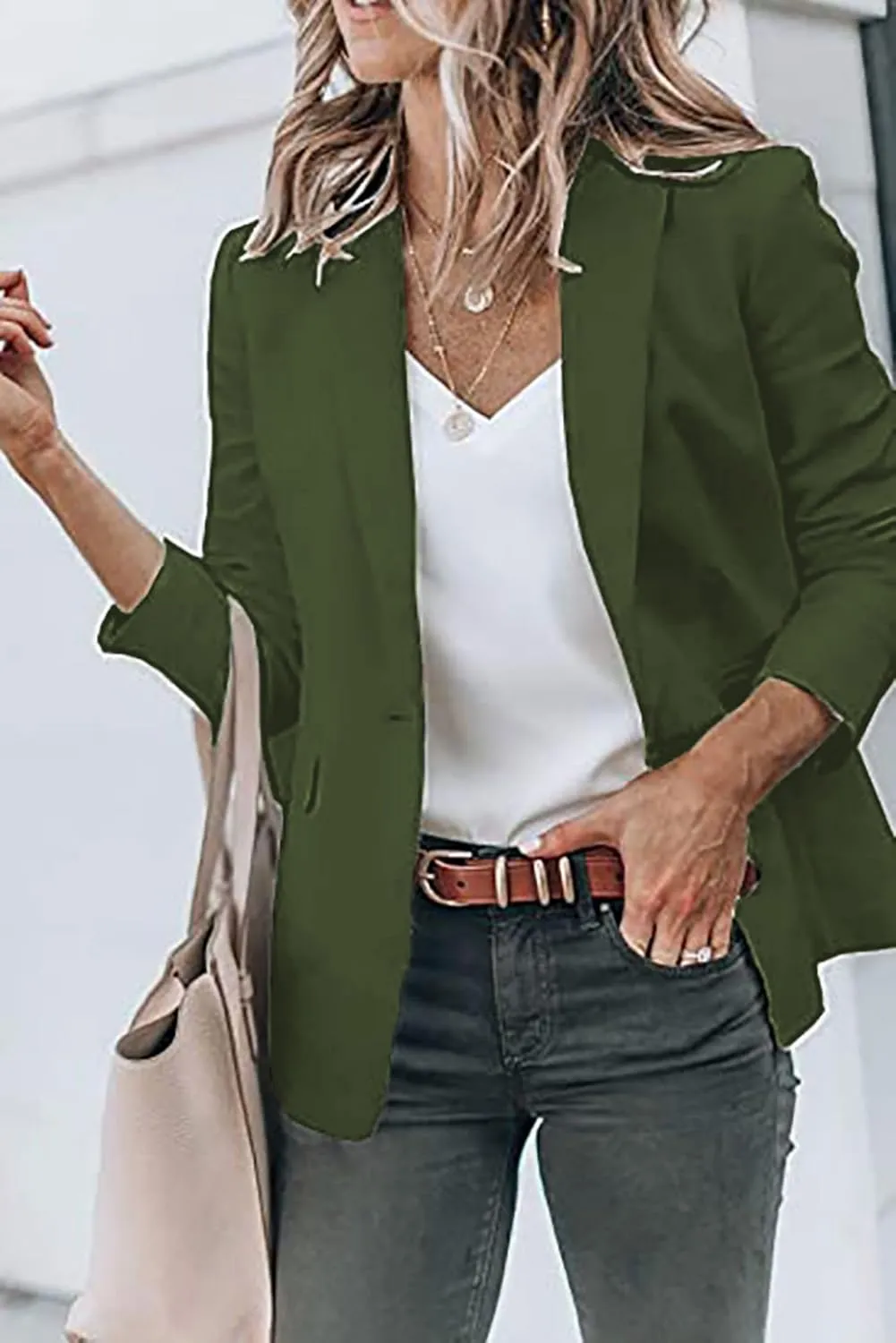 Blazers for Women Business Casual with Pockets Long Sleeve Open Front Blazer Fashion 2024 Work Office Suits Jacket