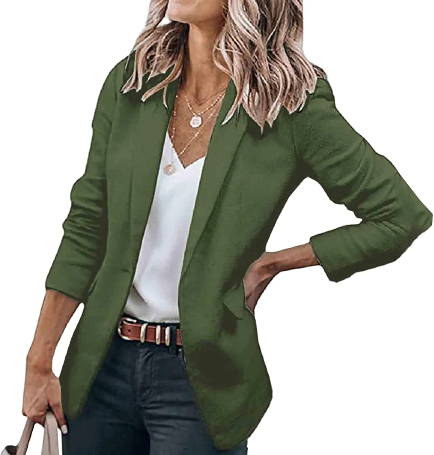 Blazers for Women Business Casual with Pockets Long Sleeve Open Front Blazer Fashion 2024 Work Office Suits Jacket