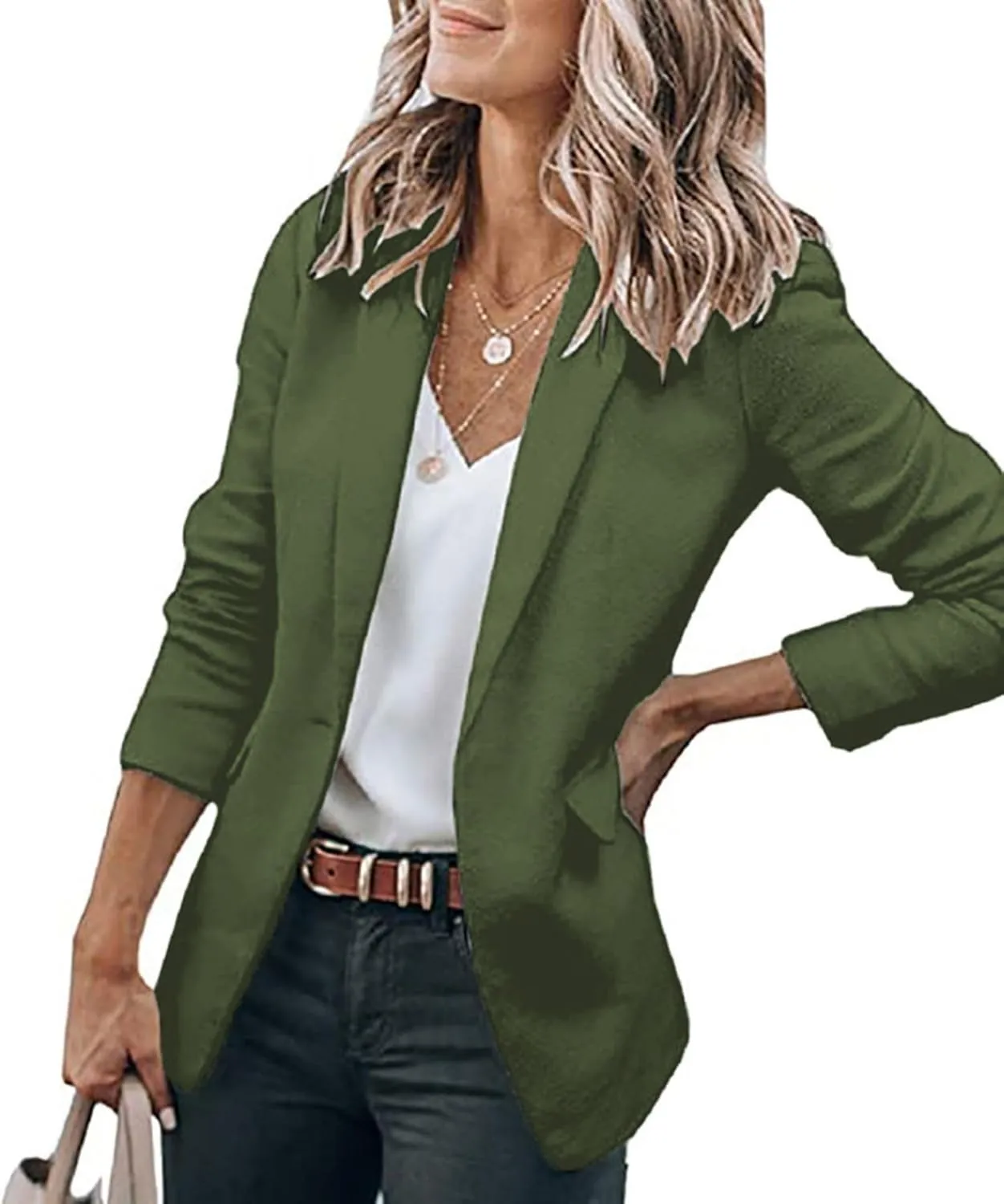 Blazers for Women Business Casual with Pockets Long Sleeve Open Front Blazer Fashion 2024 Work Office Suits Jacket