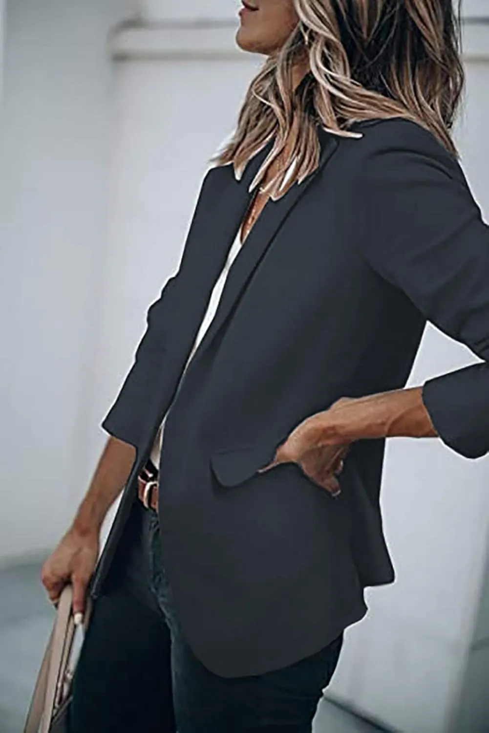 Blazers for Women Business Casual with Pockets Long Sleeve Open Front Blazer Fashion 2024 Work Office Suits Jacket