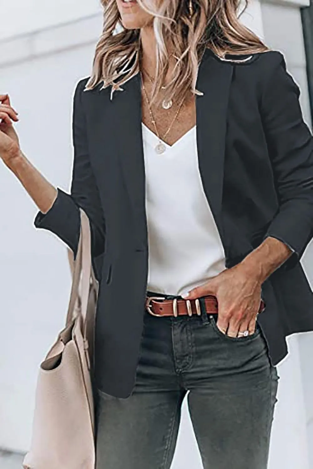 Blazers for Women Business Casual with Pockets Long Sleeve Open Front Blazer Fashion 2024 Work Office Suits Jacket