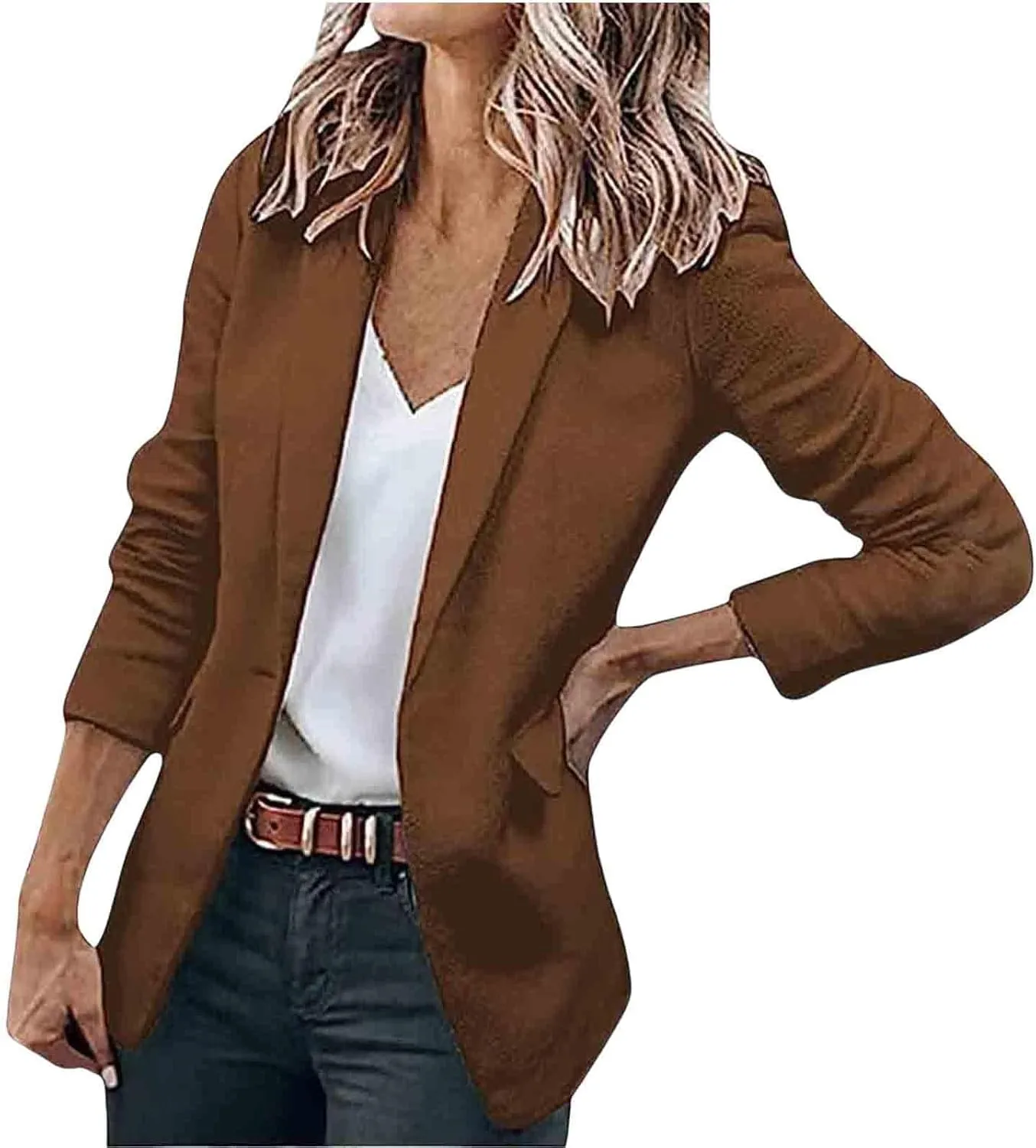 Blazers for Women Business Casual with Pockets Long Sleeve Open Front Blazer Fashion 2024 Work Office Suits Jacket