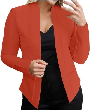 Blazers for Women Business Office Attire Casual Solid Cropped Suit Jacket Fashion Work Business Outerwear