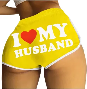 Booty Shorts for Women Sexy Naughty Letter Printed Yoga Dance Gym Workout Running Active Hot Shorts Loungewear Pajama