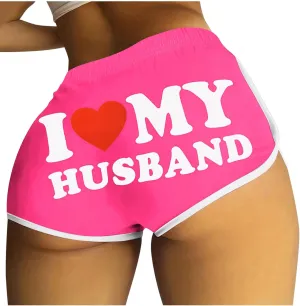Booty Shorts for Women Sexy Naughty Letter Printed Yoga Dance Gym Workout Running Active Hot Shorts Loungewear Pajama
