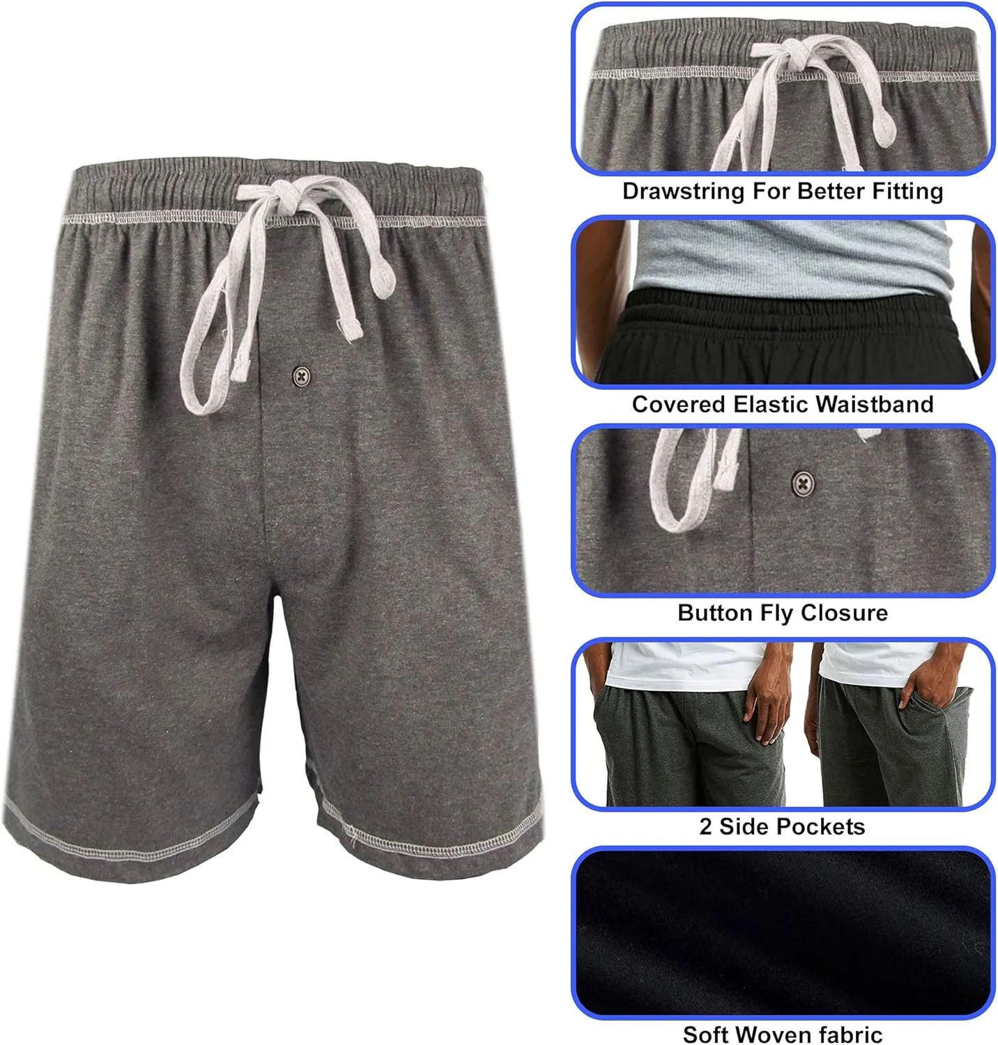 Brave Mens Cotton Super Soft Knit Lounge/Sleep Shorts