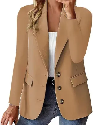 Bussiness Blazers for Women 2025 Lightweight Long Sleeves Single Button Office Blazer Jacket Open Front Cardigans