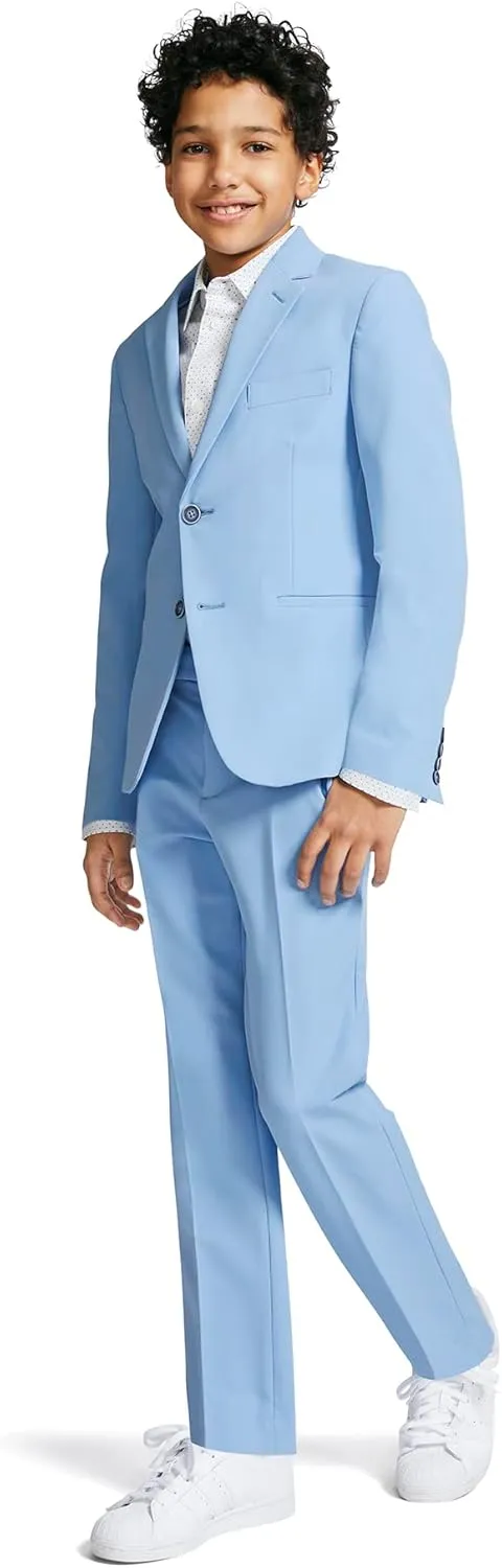 Calvin Klein Boys' Blazer Suit Jacket, 2 Single Breasted Closure, Buttoned Cuffs & Front Flap Pockets