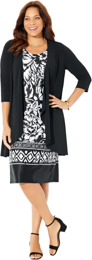 Catherines Women's Plus Size Soft Knit Jacket Dress