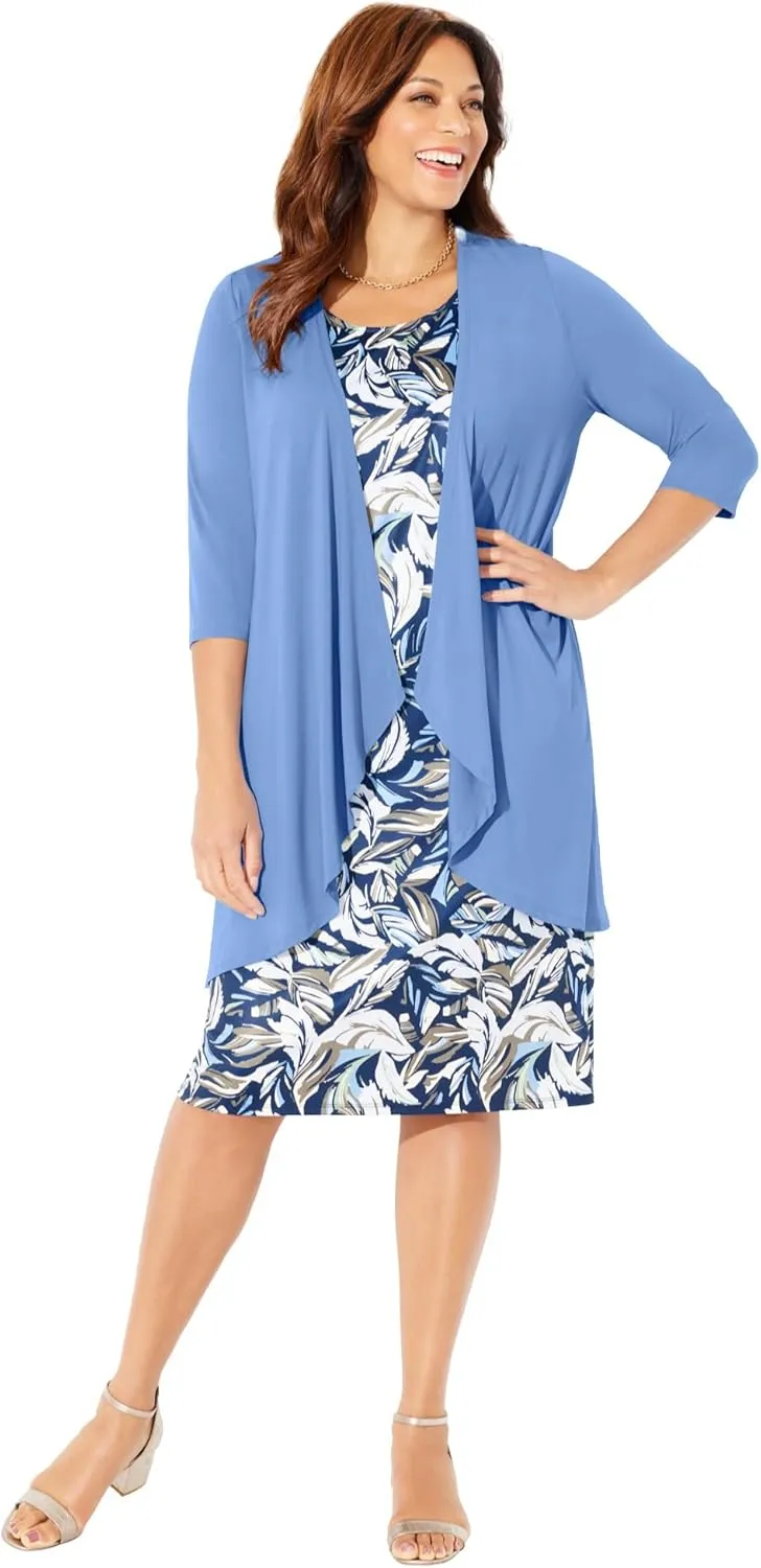 Catherines Women's Plus Size Soft Knit Jacket Dress