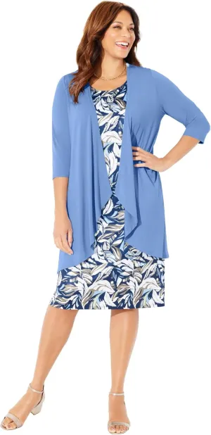 Catherines Women's Plus Size Soft Knit Jacket Dress