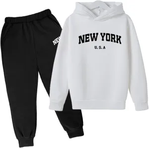 Children Kids Casual Letter Printed Long Sleeve Hoodie Pullover Sweatshirt Tracksuit Jogger Sweatpants Unisex 2