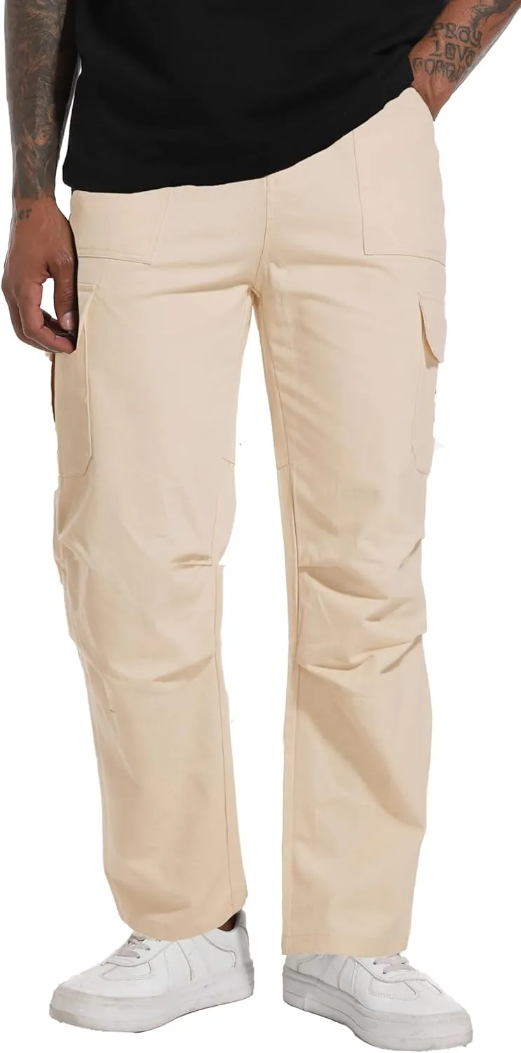 CLANMILUMS Men's Relaxed Fit Cargo Pants Causal Streetwear Trouser with Pocket