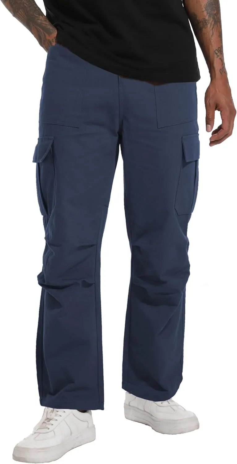 CLANMILUMS Men's Relaxed Fit Cargo Pants Causal Streetwear Trouser with Pocket