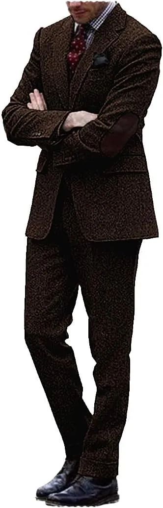 Classic Men Suits Two Pieces Wool Slim Fit Blazer and Pants
