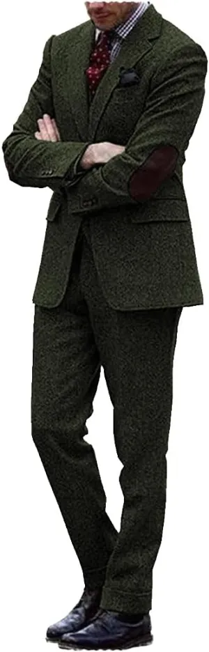 Classic Men Suits Two Pieces Wool Slim Fit Blazer and Pants