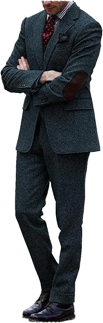 Classic Men Suits Two Pieces Wool Slim Fit Blazer and Pants