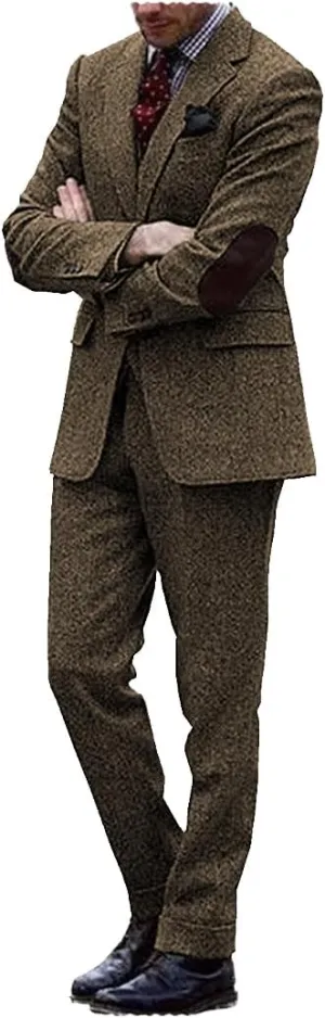 Classic Men Suits Two Pieces Wool Slim Fit Blazer and Pants