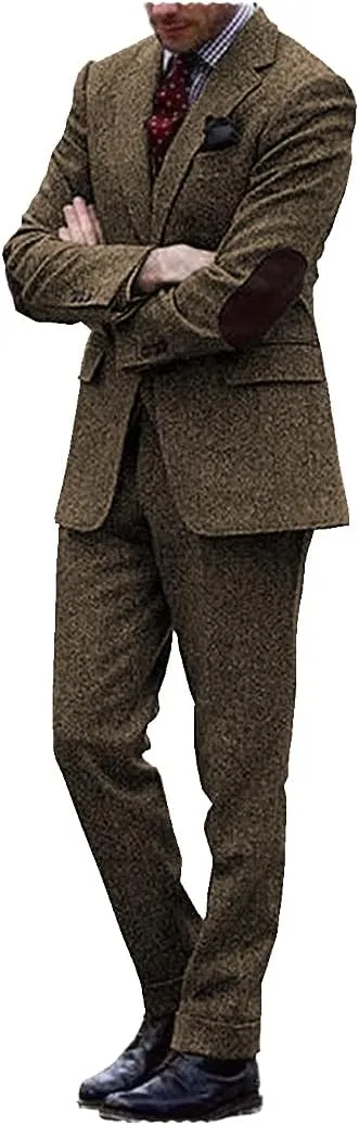 Classic Men Suits Two Pieces Wool Slim Fit Blazer and Pants