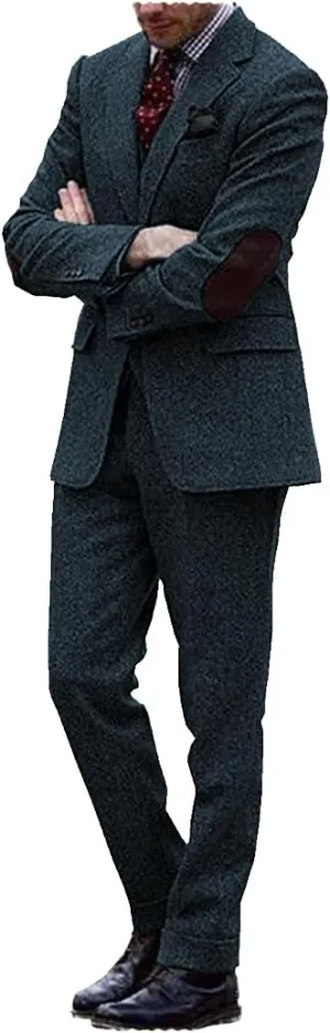 Classic Men Suits Two Pieces Wool Slim Fit Blazer and Pants