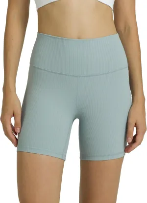 Colorfulkoala Women's Dreamlux Ribbed High Waisted Yoga Shorts 6" Inseam Workout Tights