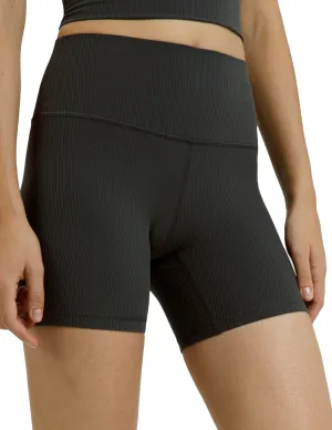 Colorfulkoala Women's Dreamlux Ribbed High Waisted Yoga Shorts 6" Inseam Workout Tights